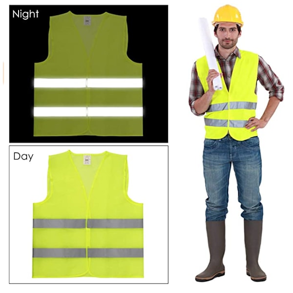 Sjelden perle advarsel vest / sikkerhetsvest neon gul med fluorescen