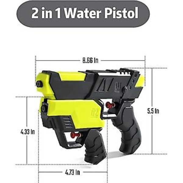 2-i-1 Vandpistol til Børn, Sprøjtepistol med Lang Rækkevidde Op til 26 Fod, Vandblæser Sprøjte til Småbørn, Pool Legetøj Strand Legetøj til K