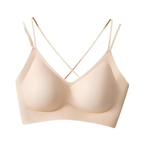 Naisten Rintaliivit Jelly Strip Tuki T-paita Rintaliivit Alusvaatteet Push up Rintaliivit Pehmustetut Braletit (M Beige)