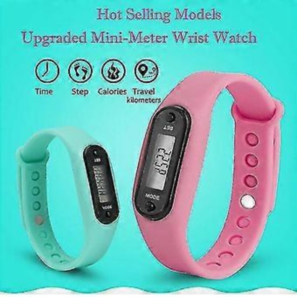 Løbe Skridt Ur Armbånd Skridttæller Kalorietæller Digital LCD Gangdistance Sportsur Fitness Tracker (Pink)