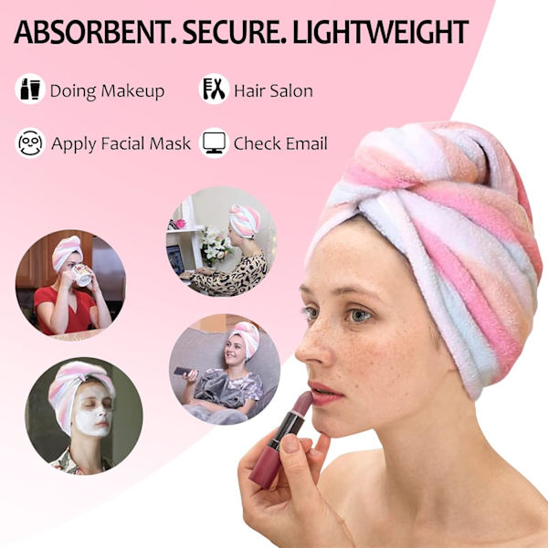 2-pack mikrofiberhårhandduk, hårhandduksomslag för kvinnor/barn - superabsorberande mjuk mikrofiberhandduk för hår, hårtorkning