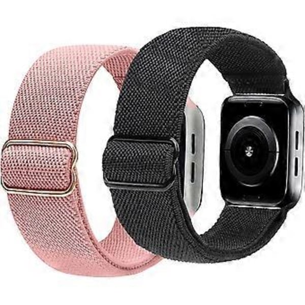 Kompatibel med Apple Watch Band 44mm 42mm 45mm för iWatch Serie 7 6 5 4 3 2 1 SE, Justerbart Stretch Nylonband, Sport Elastiska Armband Kvinnor M