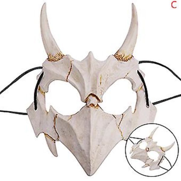 Halloween Demon Maske Karneval Varulv Skallemaske Cosplay Kostumer Anime Cosplay Maske Ansigt Hovedbeklædning Gyser Party Rekvisitter (C)