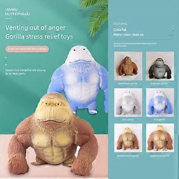 Gorillaer Strækbar Svampagtig Blød Abe Gorilla Stressaflastende Legetøj Vent Dukke Hurtig (15*12 Blå)