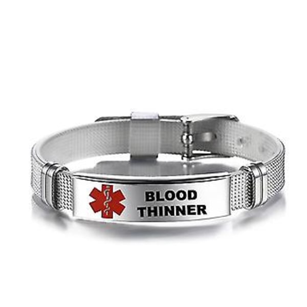 Personligt Medicinskt Varningsarmband Lasergraverat Allergi Rostfritt Stål Mesh Bälte Armband Nödsituation Bangle För Män Kvinnor ( )