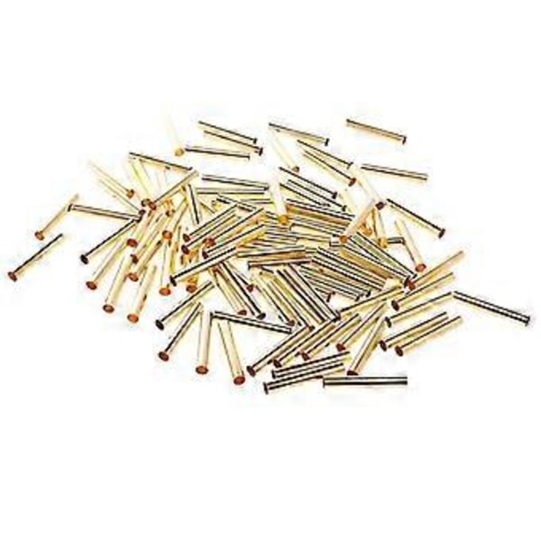 100 Stycken Guldpläterade Släta Raka Rör Distanspärlor Smyckestillverkning (Guld)