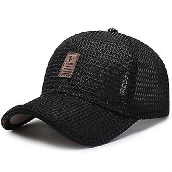 Mænd Kvinder Mesh Baseball Cap Sommer Udendørs Vandreture Sport Golf Trucker Solhatte (Sort)