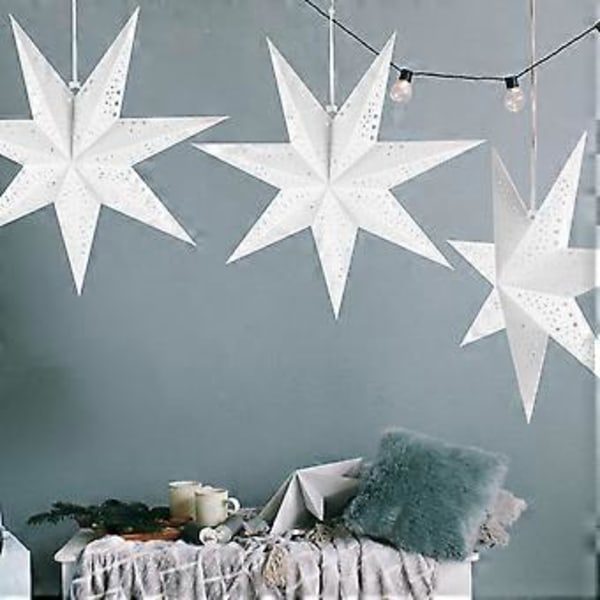3 stk. Septangle Star Hængende Lamper, Festlampe, Loftlampe i Papir