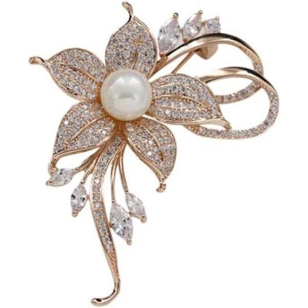 Pärlblomma Brosch Feminitet Brosch Konst Brosch Blomma Brosch Pin Tröja Tillbehör för Kvinnor, Flickor, Damer