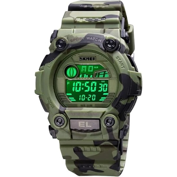 Pojkar Camouflage LED Sport Barnklocka Vattentät Digital Elektronisk