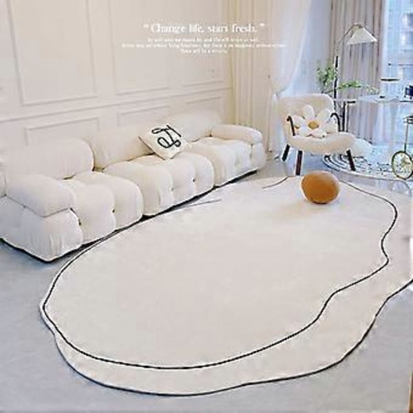 Matto Yksinkertainen Paksuuntunut Tiivistetty Hajuton Konepestävä Aluematto Olohuoneeseen Epäsäännöllinen Muoto Maitomainen Valkoinen 120x160cm/47.2x63in