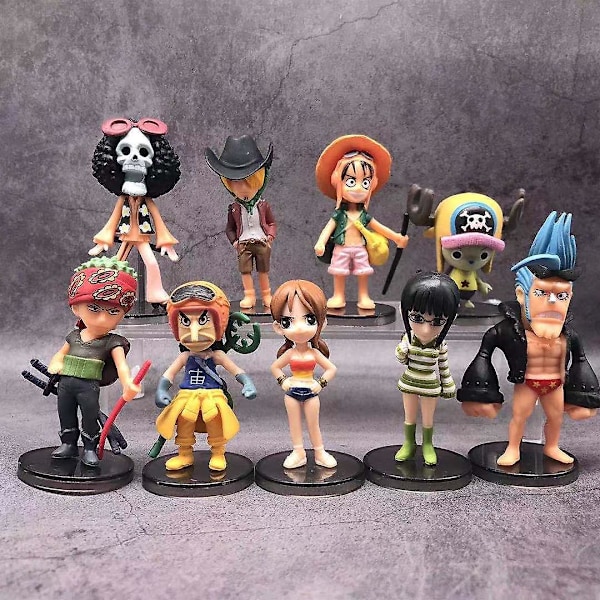 One Piece Anime Figur Mania Action Luffy Dockleksak Tårta Prydnad Kapslar (Fritid 9st)