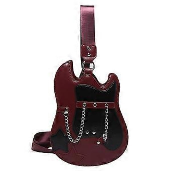 Axelväska för kvinnor, lättvikts present, gitarrformad crossbody-väska för födelsedag, arbete (Röd)