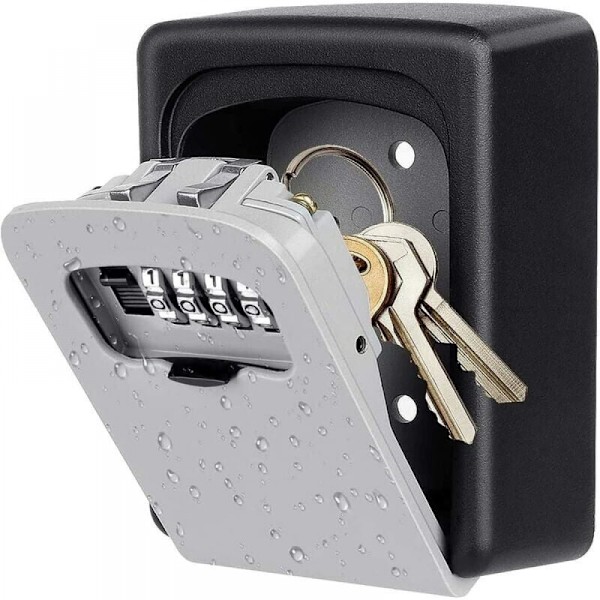 1pc Security Key Box, Grey Wall Mounted Key Box, Key Box with 4 D