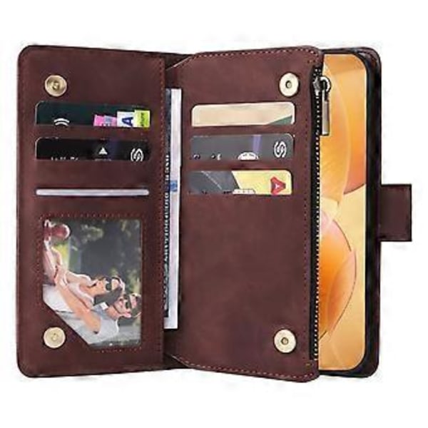 Til Xiaomi 14T Pro Etui Lynlås Pung Flere Kortpladser Læder Telefon Cover (Style C)