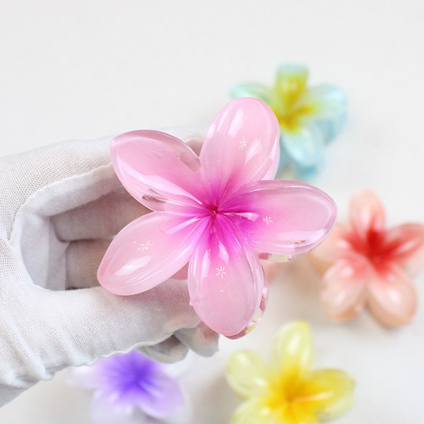 Hawaiian Flower Hårclips til Kvinder 6 Pakke Blomster Hårclips Plumeria Hårclips til Tyndt Hår Store Hårclips til