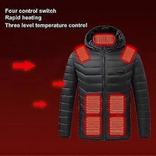 Uppvärmd Jacka för Kvinnor Män 21 Zoner Uppvärmd Hoodie Vinter Mjuk Pufferjacka USB/DC Laddning Kropps Värmare Ytterkläder (3XL Svart)