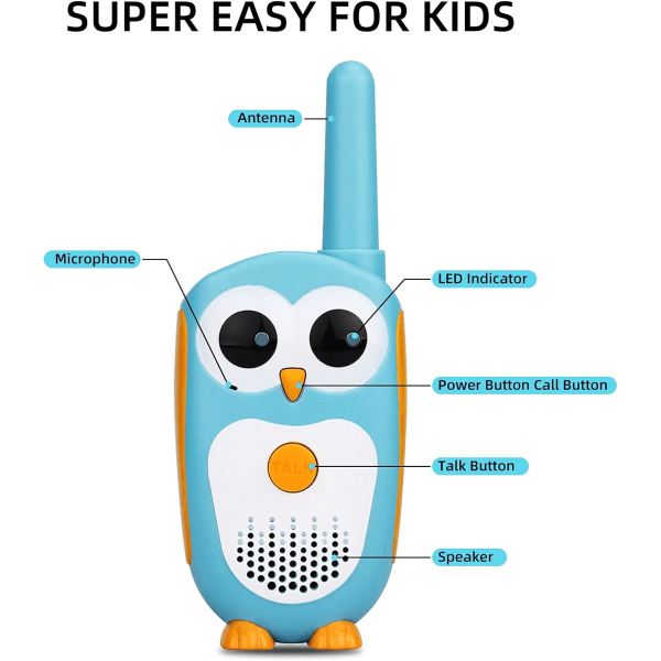 Kid Walkie Talkie, Easy Owl Small Toys, LED Eyes, 3-5 år B