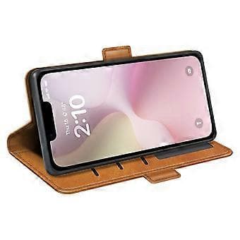 Kompatibelt Stativfodral för iPhone 16e Kalvtextur Läder Plånboksfodral (Gul)