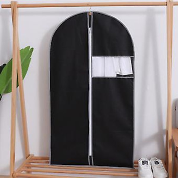 Set med 5 hängande klädöverdrag för förvaring Andningsbart kostymöverdrag för garderob Dammskyddande överdrag med blixtlås för kostym, kavaj 60x120cm Svart