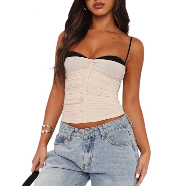 Kvinde Tank Top Spaghetti Stropper Camisoles Ærmeløs Firkantet Hals Cami Top Blonder Crop Tank Top Sommer Y2K Streetwear L Lilla