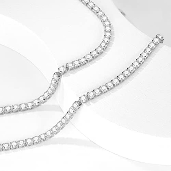 Tennis Halsband   Guldpläterat Rhinestone Fjäril Choker Halsband för kvinnor Fin Zirkonia Cut Faux Diamond Kedja 3mm