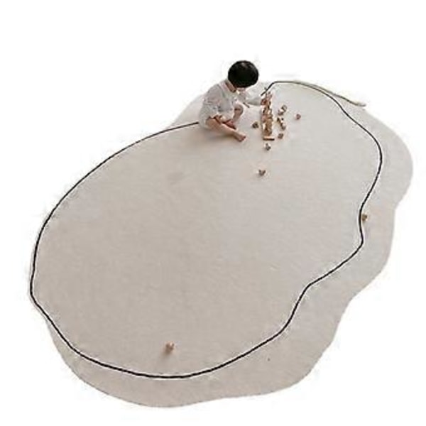 Matta Enkel Förtjockad Förtätad Luktfri Maskintvättbar Ryamatta för Vardagsrum Oregelbunden Form Mjölkvit 120x160cm/47.2x63in