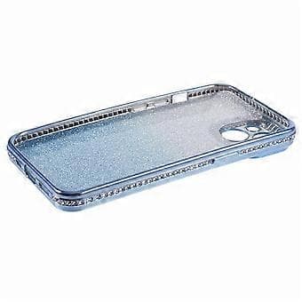 Kompatibelt TPU-deksel til iPhone 15 Plus, skinnende rhinstein, gradient glitter telefon bakdeksel (blå)