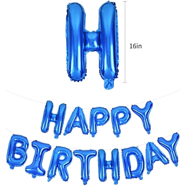 Blå "Happy Birthday" Ballonbanner, 16 Tommer Mylar Foliebogstaver