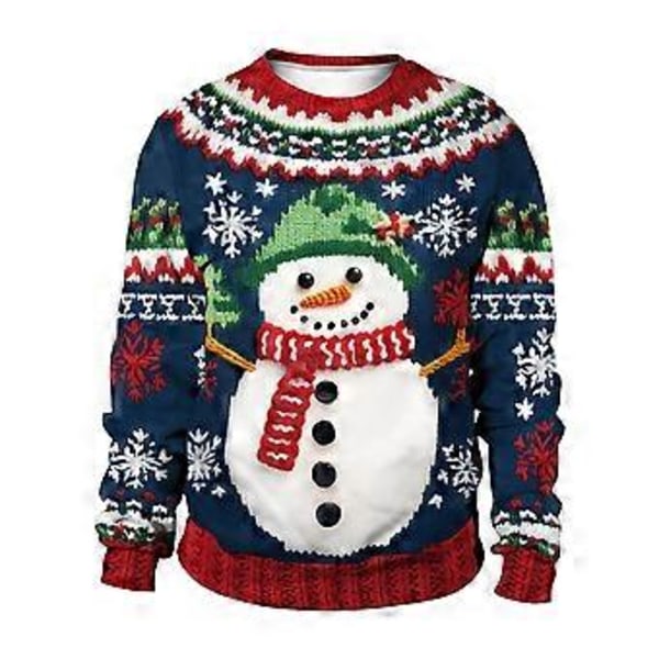 Unisex Julegenser med 3D-trykk, morsom julegenser for menn og kvinner (XL C)