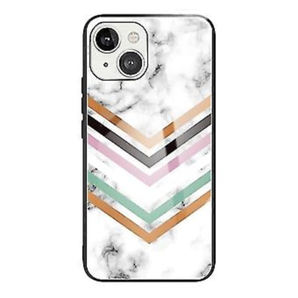 För Iphone 13 Mini Marmor Härdat Glas Baksida TPU Kant Fodral (hcbl-25) (HCBL-3)