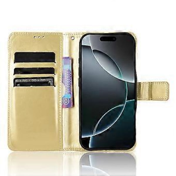 Til iPhone 16 Pro Max Cover Crazy Horse Tekstur PU Læder Telefon Wallet Cover (Style C)