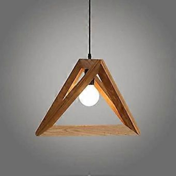 Pendelarmatur Triangelformad Design i Trä 30cm Vintage Ljuskrona Justerbar Sladd Dekor Matsal Sovrum YOIURT