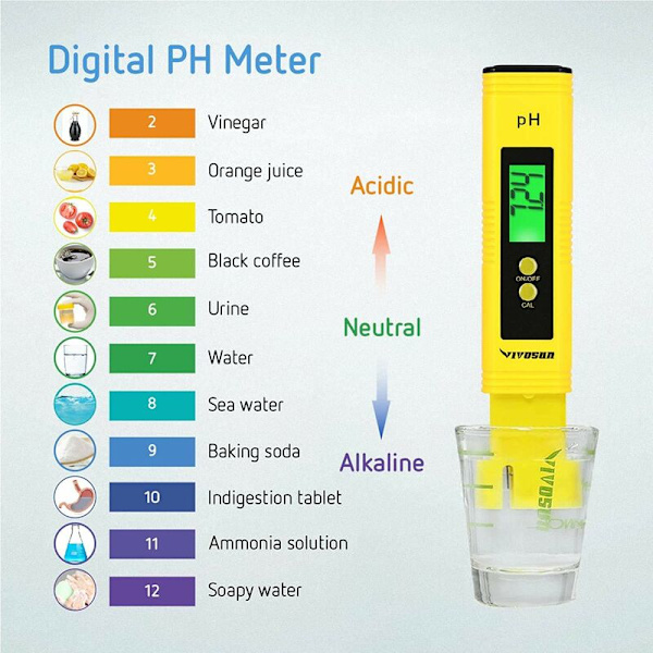 1 st gul digital pH-mätare, högprecisions vattenkvalitetstestare