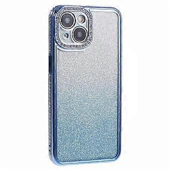 Kompatibelt TPU-deksel til iPhone 15 Plus, skinnende rhinstein, gradient glitter telefon bakdeksel (blå)