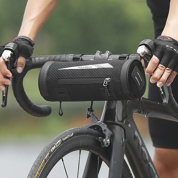 Svart cykelstyrväska, MTB-ram sadelväska med fem universella