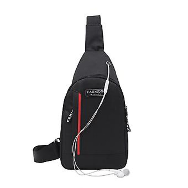 Herrar Mode Multifunktionell Axelväska Crossbody På Axel Resa Slingväska (Svart)