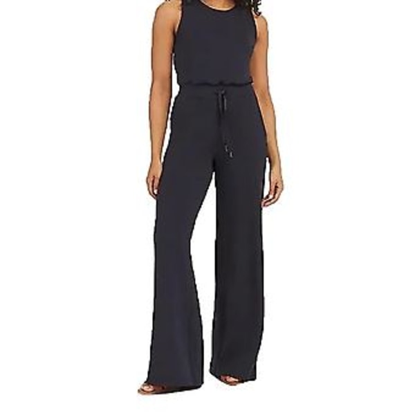 Ärmlös Jumpsuit i Enfärgad Design, Tvättsbart Högstretchtyg, Kläder för Dagligt Arbete och Fest (4XL Marinblå)