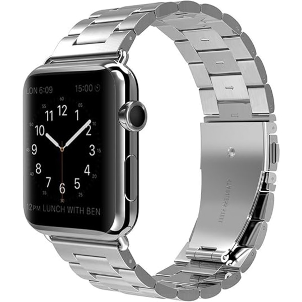 Kompatibel med Apple Watch Series 9 42mm 44mm 45mm Rem, Rustfritt Stål Erstatningsklokke Rem Metallreim for iWatch S8 S7 S6 S5 S4 S3 S2 S1 SE