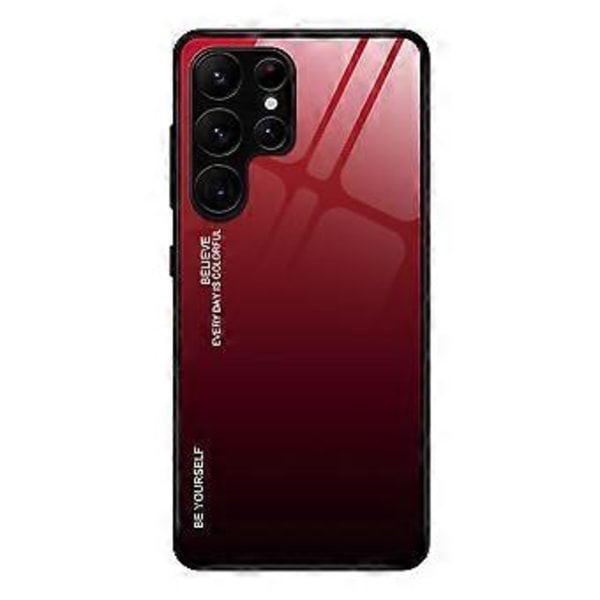 För Samsung Galaxy S25 Ultra Skal Gradient Färg Härdat Glas+TPU Telefonfodral - Röd/Svart(Stil F)