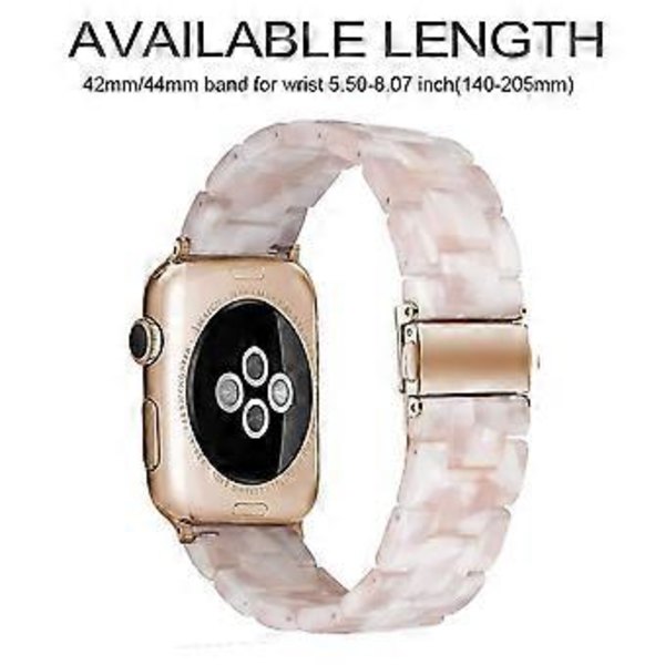 Yhteensopiva Apple Watch -hihnan kanssa 42-44 mm sarjat 5/4/3/2/1 Ohut hartsiranneke Vaihtokellohihnatarvike - vaaleanpunaiset kukat