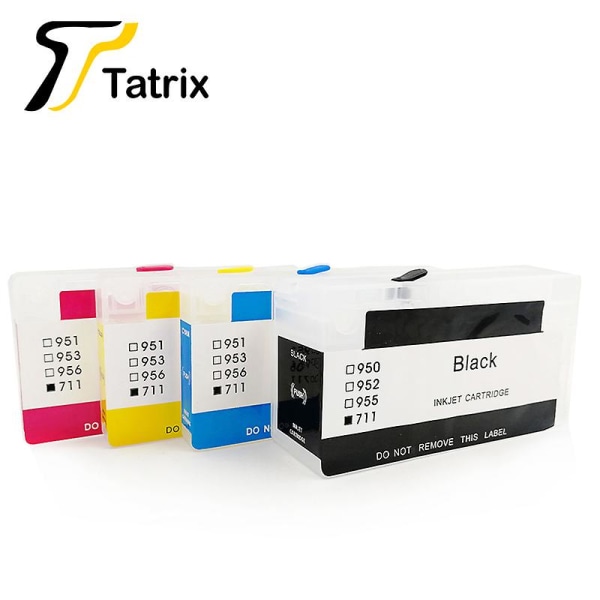 Tatrix 4 Colors For Hp 711 Empty Refillable Ink Cartridge With Resettable Chip For Hp Designjet T120 T520 Inkjet Printer 711xl empty Cartridge
