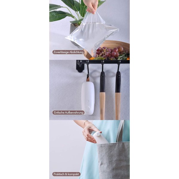 Rose 2-i-1 Mini-forsegler med kutter for plastposer - P