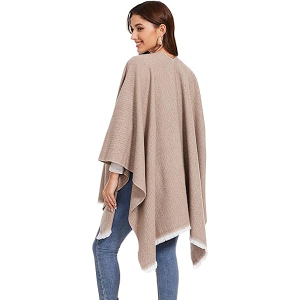 Elegant sjal med åpen front for kvinner, myk poncho, egnet for vår, høst og vinter