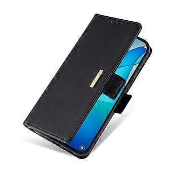 Læder Wallet Case med RFID-blokering og Støttefod til Realme GT 7 Pro 5G med Håndrem - Sort (Sort)