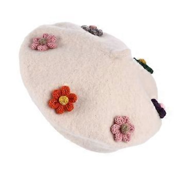1 stk. Børne Beret Uld Hat Dejlig Blomst Flot Vinter Malerhat
