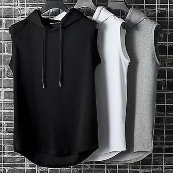 Fianao Herre T-shirt Ren Farve All Match Løstsiddende Svedabsorberende Sommer T-shirt til Basketball (L Grå)