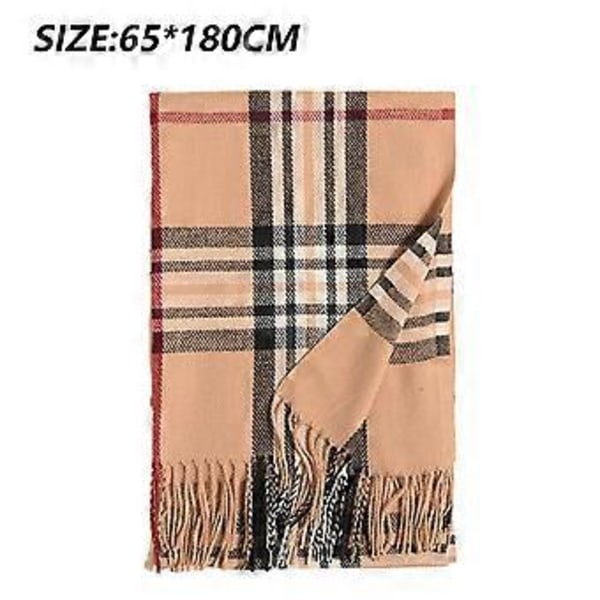 Dame Mode Tørklæder Langt Sjal Vinter Tykt Varmt Strikket Stort Plaid Tørklæde Langt Plaid Tæppe Chunky