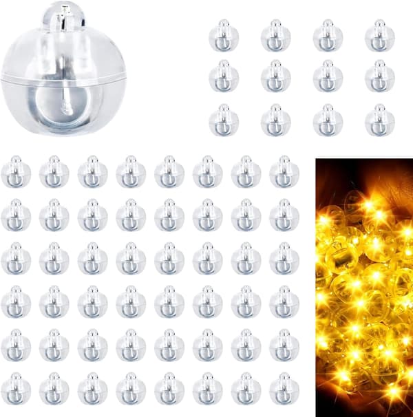 LED ballonglamper, mini runde LED ballonglys 63 stk, LED B