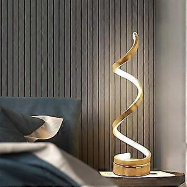 Unik LED Skrivebordslampe, Aerodynamisk Spiraldesign, Minimalistisk Bølgeformet, Trinnløs Dimming med Tre Fargemoduser, Opptil 20 Ganger Lengre Levetid